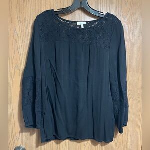 Joie Black Lace Detail Blouse